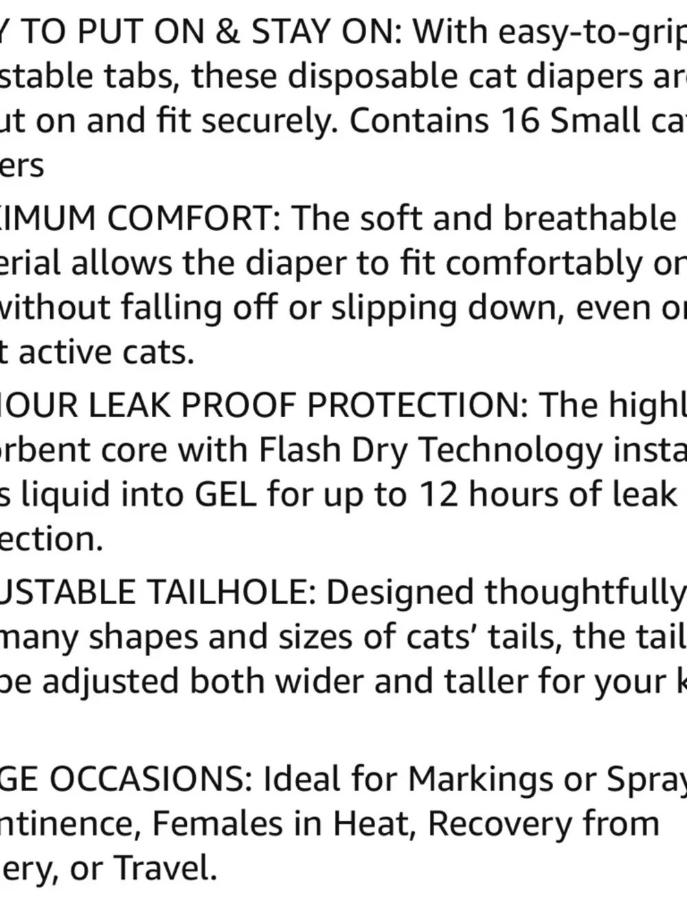 Comfitables White Cat Diapers - Secure Fit (16 Count) Small